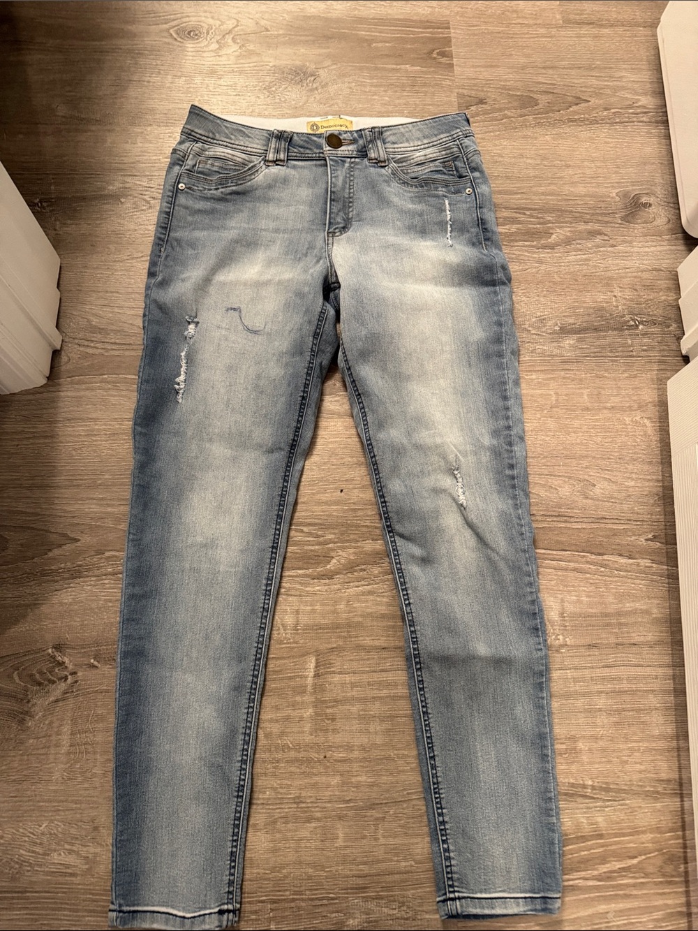 Democracy Light Blue Skinny Jeans with Subtle Distress